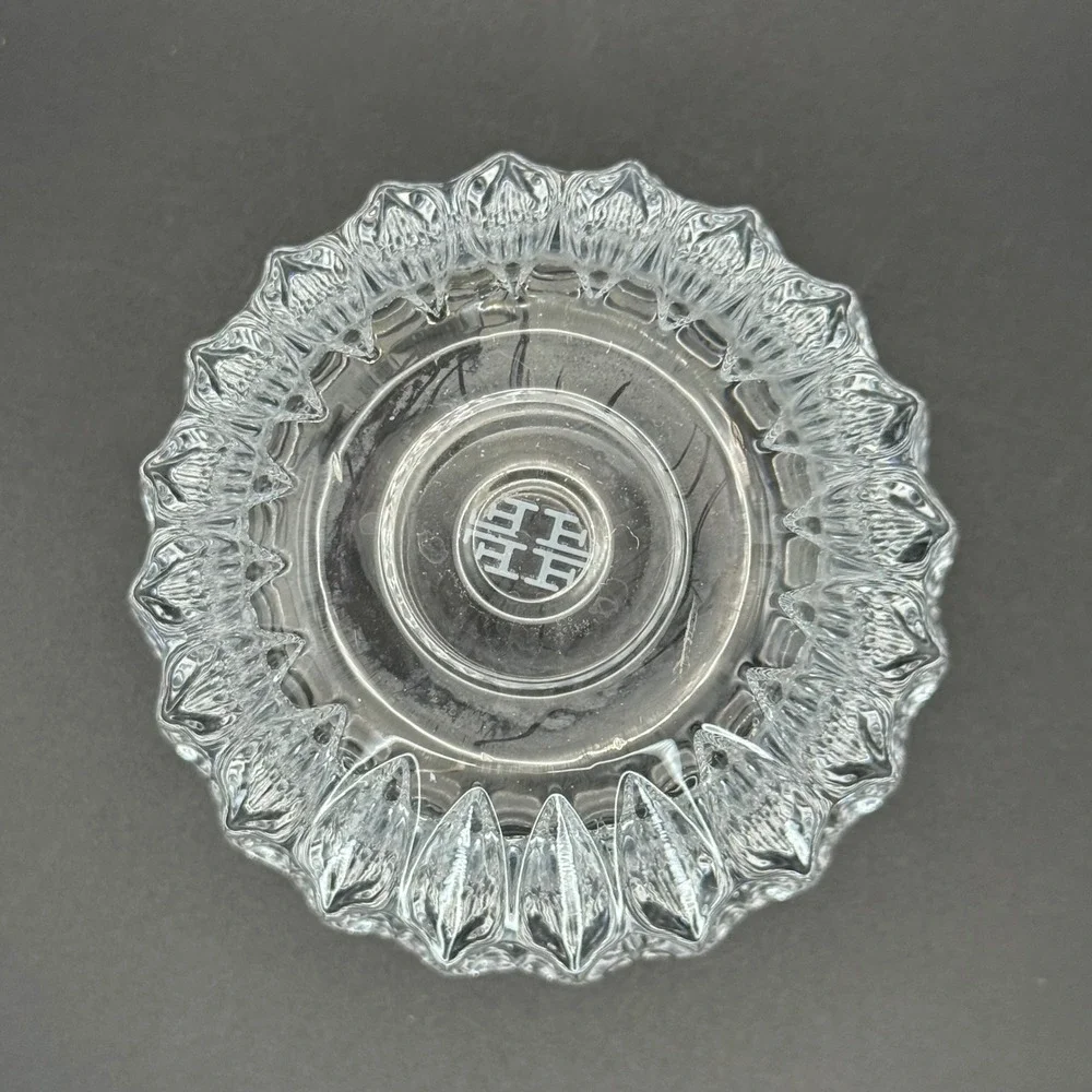 Fitz and Floyd Round Crystal Candle Holder Rose Bowl Deep Cut Ovals Clear 4 inch